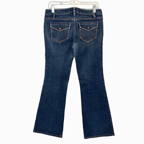 Y2K ANN TAYLOR LOFT LOW RISE FLARE BLUE DENIM JEANS - 4 - Picture 4 of 7